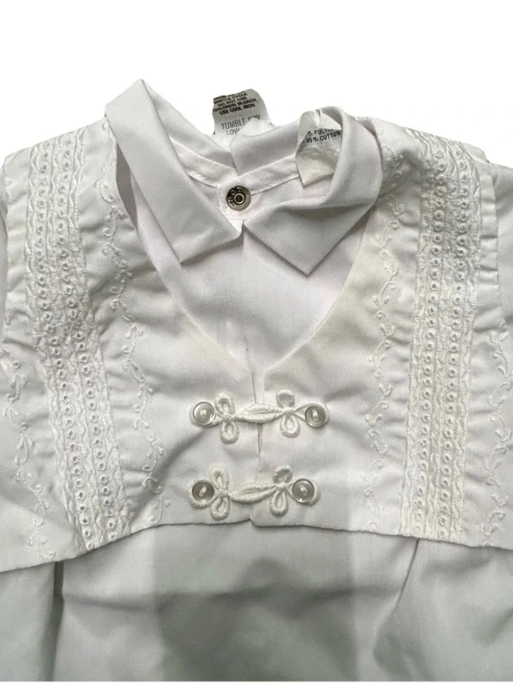 Vintage Baby White Bodysuit Detailed Vest Size 0-6 Months Baptism Christening
